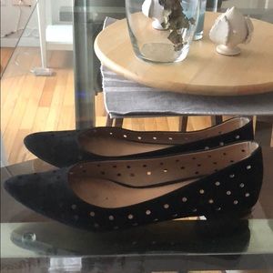 Black perforated Corsica Como flats size 8